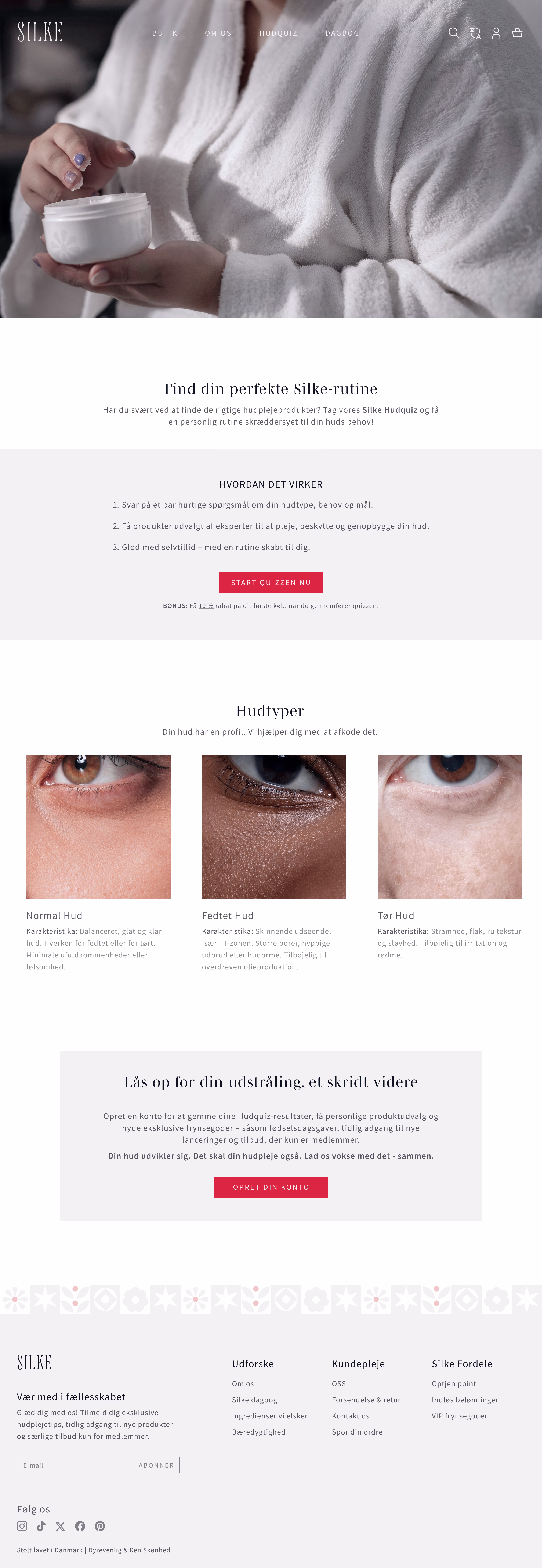 Silke Danish skin quiz webpage design